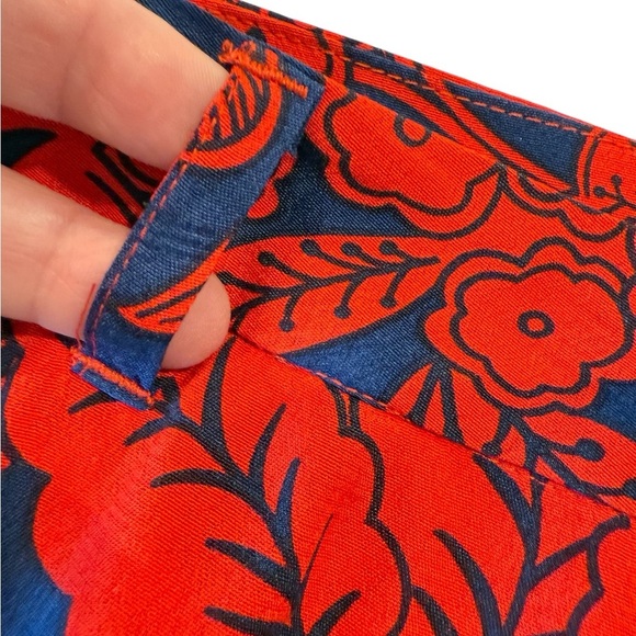 Desigual Floral Trouser Palazzo Size 36 / 8US Red Navy Boho Print Varsity Stripe - Picture 8 of 16